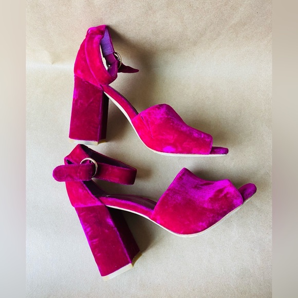 Joie Shoes - Joie Sandals Pink Magenta Velvet Heels